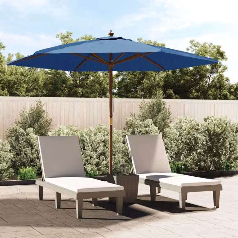 Maison Exclusive - Ombrellone con palo in legno, colore azzurro, dimensioni 299x240 cm