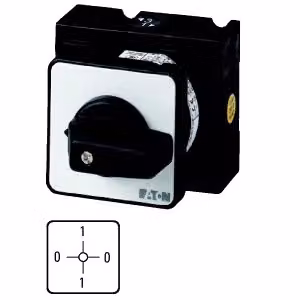 Interruttore on-off Eaton, T3, 32 A, da incasso, 2 moduli, contatti: 4, 90°, con scatto, con posizione 0, 0-1-0-1, codice articolo 15042 047599