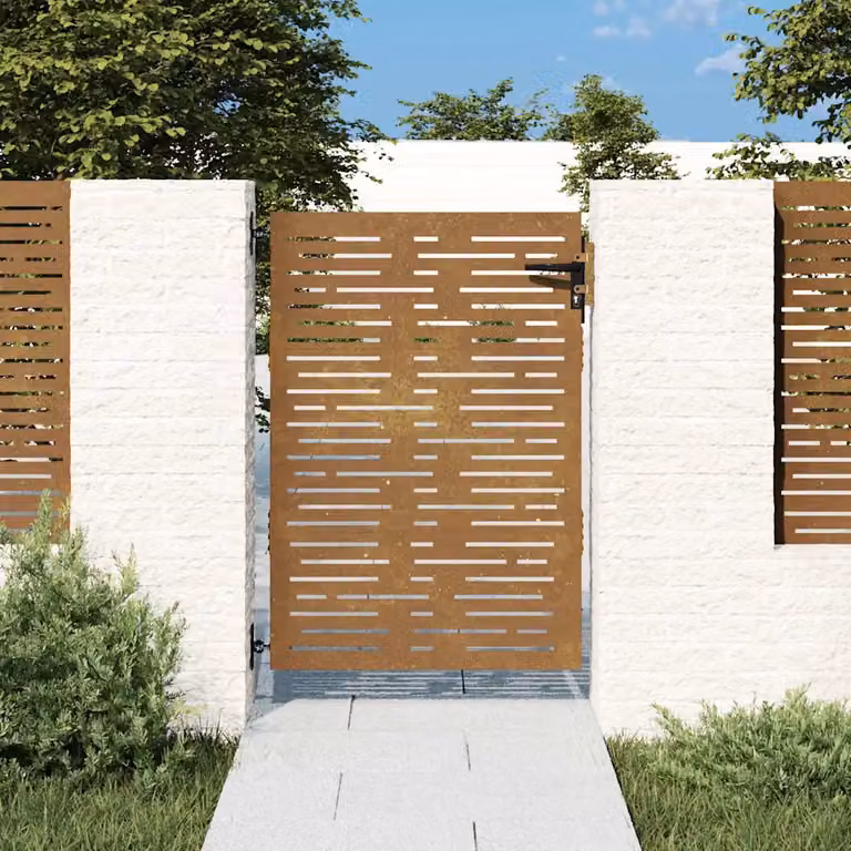 Cancello da giardino vidaXL in acciaio color marrone con design quadrato, L: 85 cm, H: 125 cm