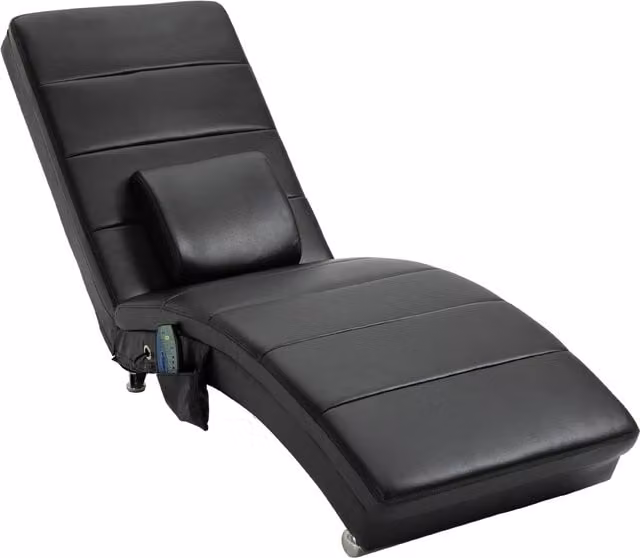 Poltrona Relax HOMCOM con Funzione Massaggio e Design Zero-G, Schienale Alto in Ecopelle e Metallo, Nero, L/P/H: 58 x 163 x 87 cm