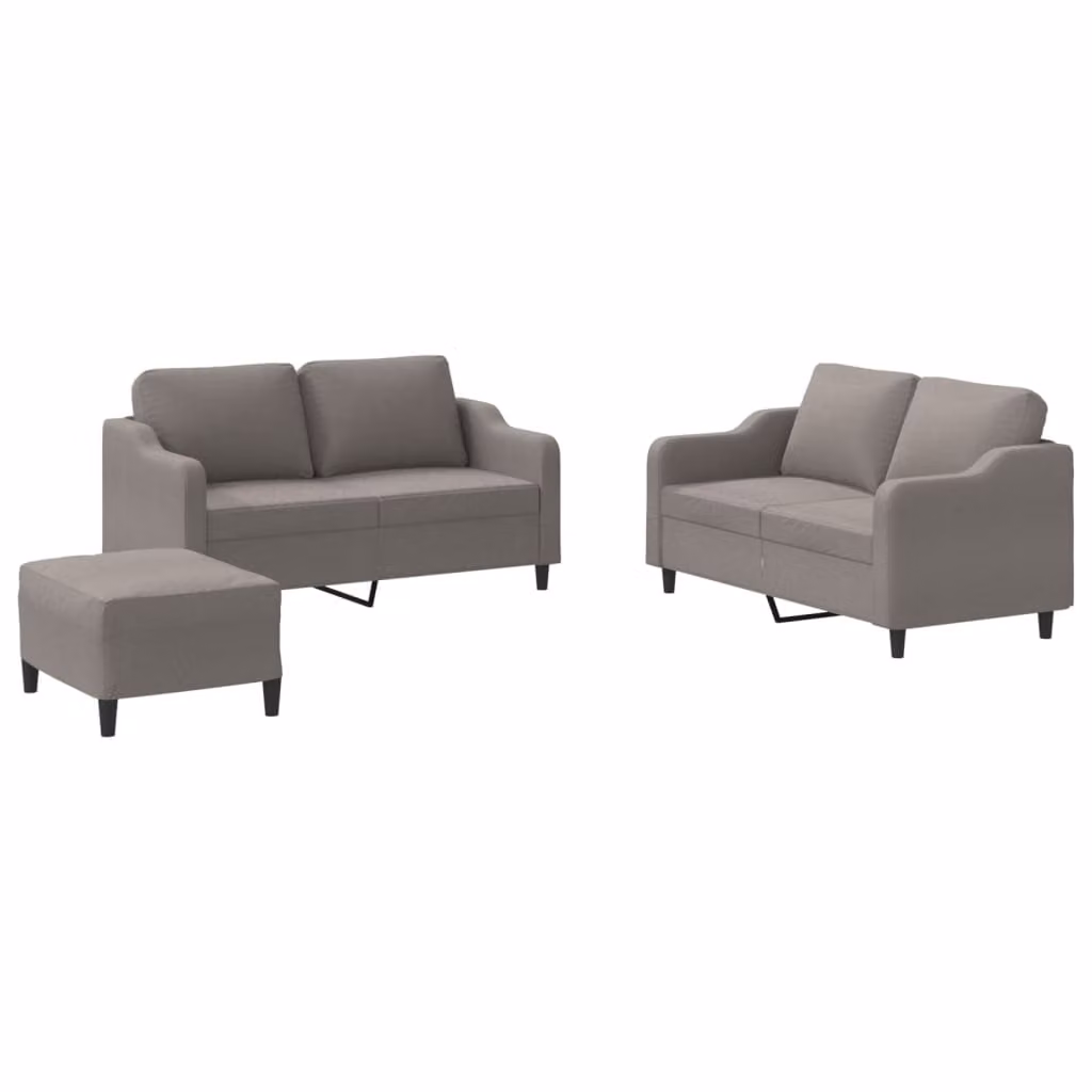Set di Divani 3 pz con Cuscini Tortora in Tessuto