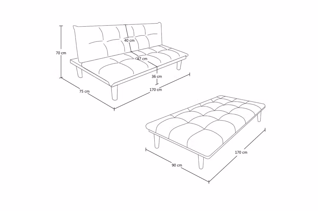 Divano letto clic clac Samira moderno in tessuto nero – 2