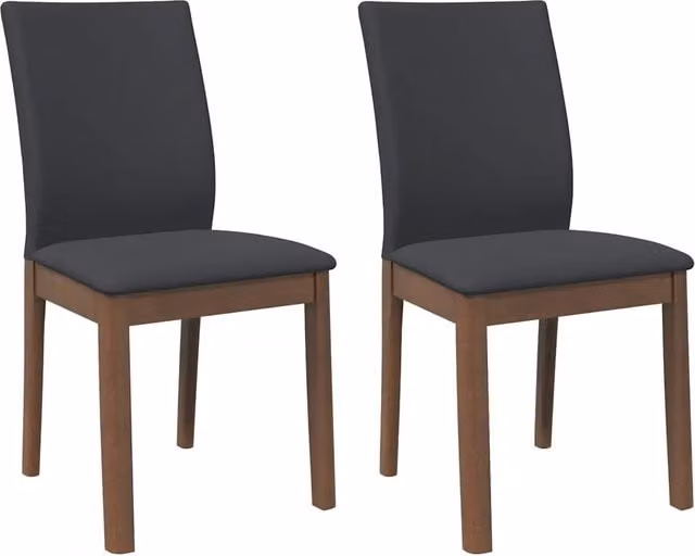 Set di 2 sedie da pranzo in legno di Hevea con seduta in tessuto, disponibili in marrone, nero o grigio