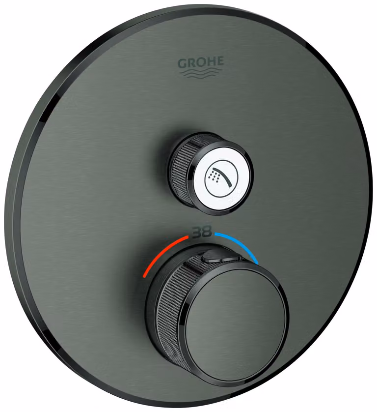 Thermostat Grohe Grohtherm SmartControl avec une vanne d'arrêt, rosette murale ronde, 29118AL0, 29118AL0