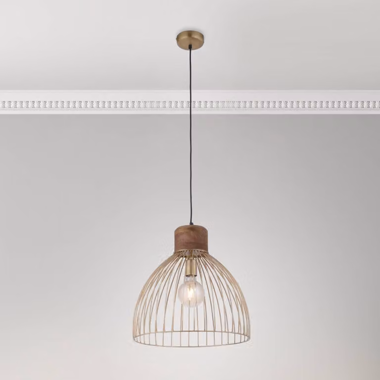JUST LIGHT. GmbH Lampada a sospensione Alami, dimmerabile, Legno chiaro, Soggiorno / Sala da pranzo, Legno, Lampada a sospensione