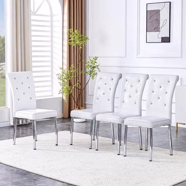Set 4 Sedie da Pranzo Retro ¨C Minimal ¨C Similpelle imbottite gambe metallo design elegante