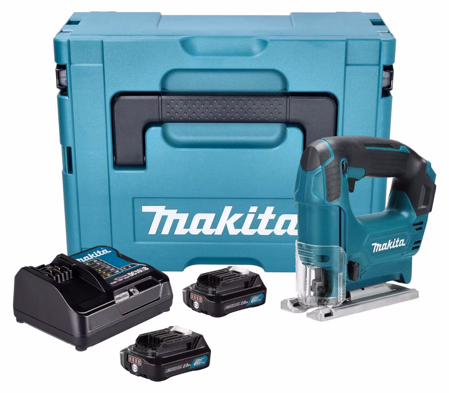 Seghetto alternativo a batteria Makita JV 101 DSAJ 12 V max. 65 mm + 2x batteria ricaricabile 2,0 Ah + caricabatterie + Makpac
