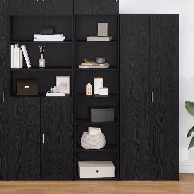 Armadietto moderno vidaXL in MDF nero con ante a battente e ripiani interni L/P/H: 50 x 41 x 185 cm