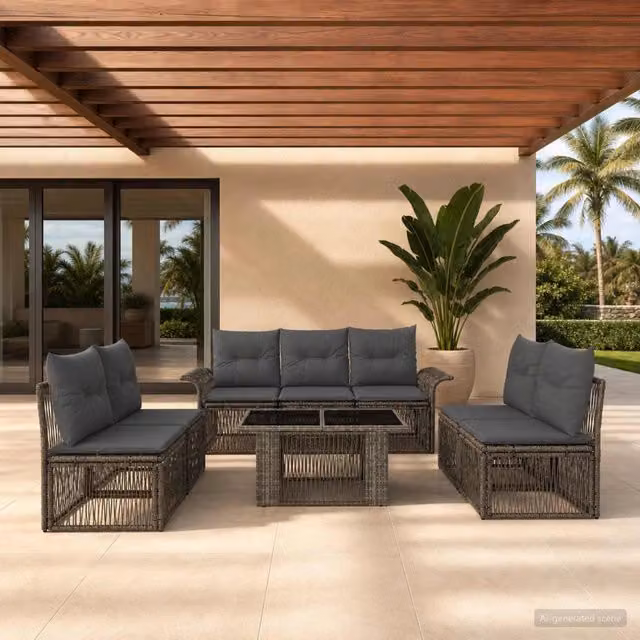 Set Divano da Giardino 8 pz Grigio e Grigio Scuro polyrattan 3436622