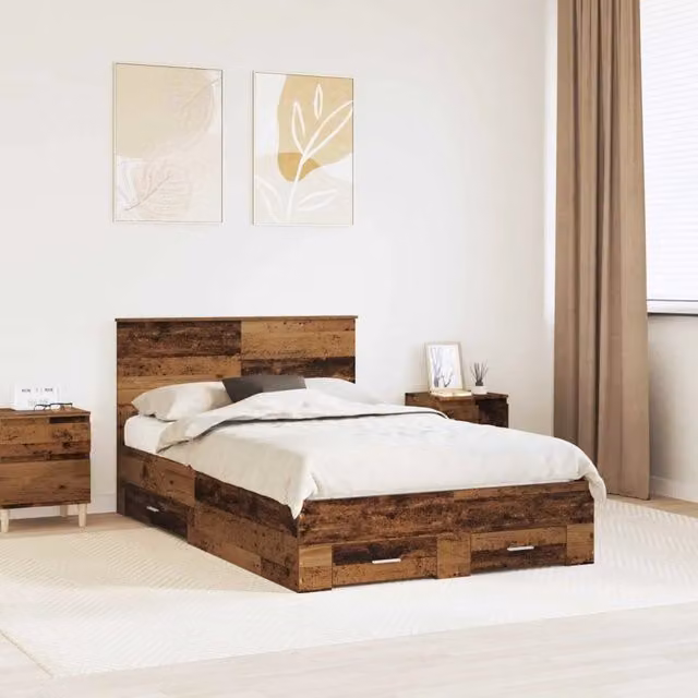 Struttura del letto con testiera-Giroletto con Testiera Legno vecchio 120 x 190 cm 400397