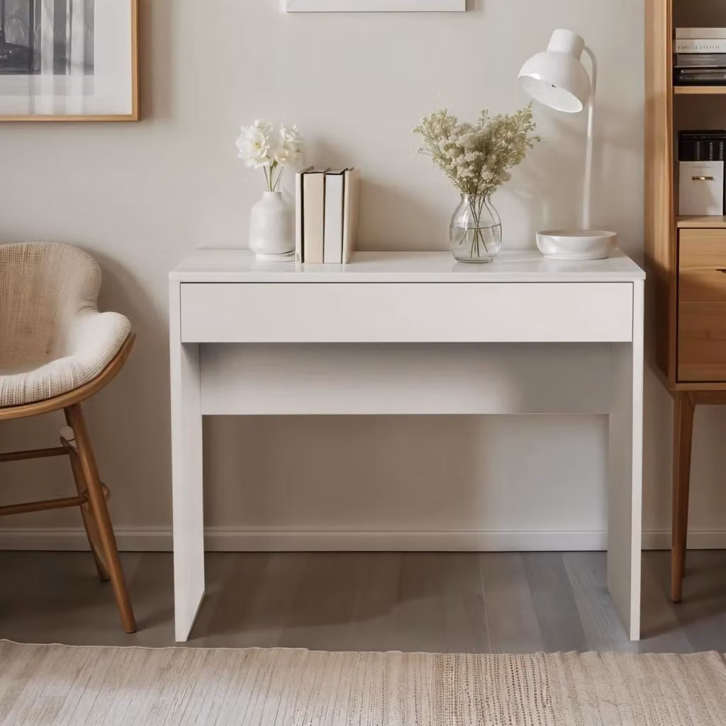 Scrivania con cassetto Linea Espresso COMPOSAD laccato bianco L/P/H: 100 x 40,5 x 81,4 cm – 2