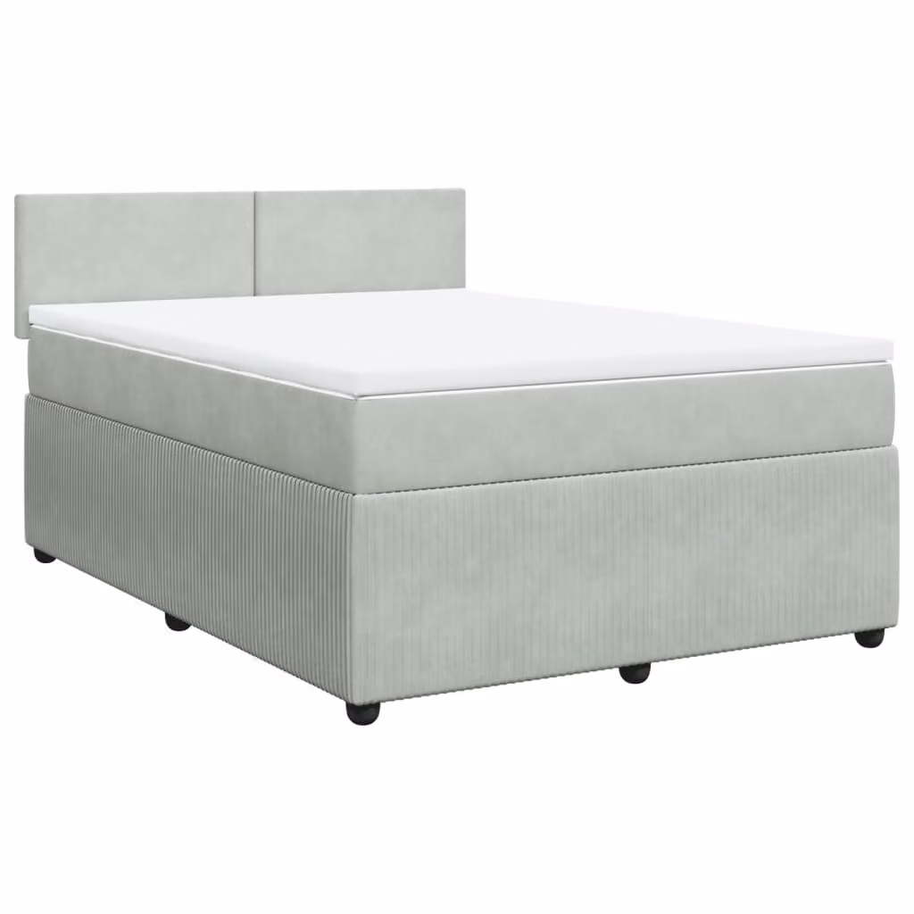 Giroletto a Molle con Materasso Grigio Chiaro 160x200cm Velluto