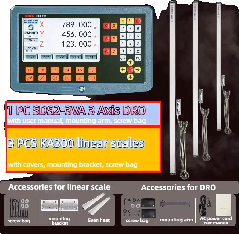 DRO-Kit ad assi, risoluzione 5 µm, scale lineari multiple, 5um DRO-Kit 2