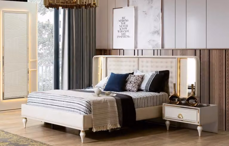 Doppelbett Bett Luxus Betten Holz Bettgestelle Bettrahmen Möbel Design Modern