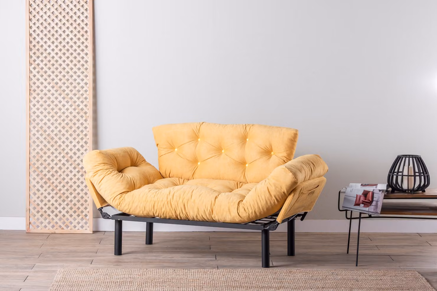 Hanah Home, Nitta- FTN1245, senape, divano letto, struttura: 100% metallo