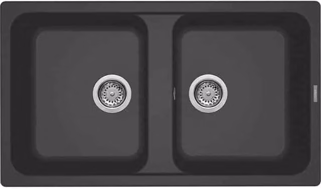 Lavello da incasso Elleci Life 450 a 2 vasche in Granitek colore Antracite L: 86 cm, P: 50 cm LG245059