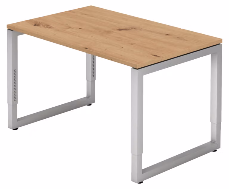 bümö Scrivania Serie-R - Struttura: argento, Decorazione: rovere nodoso, Dimensioni: 120 x 80 cm