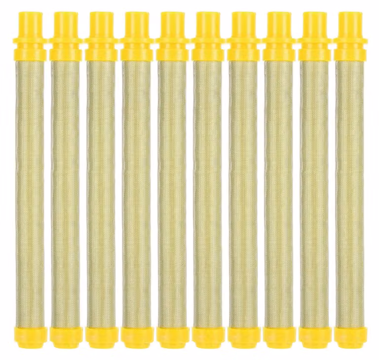 10 filtri per pistole a spruzzo senza aria, ricambi aftermarket, accessori per verniciatura ad alta efficienza, colore giallo, trama 100