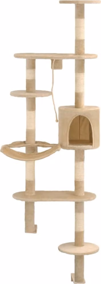 vidaXL Tiragraffi a parete con tiragraffi in sisal 194 cm Beige