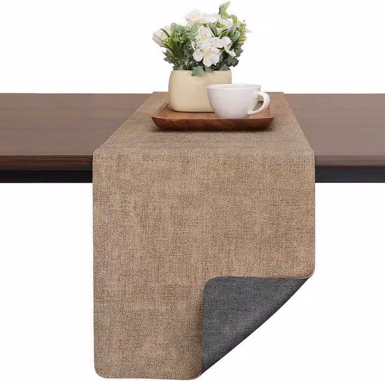 Runner da tavola grigio-beige, antiscivolo, bifacciale, resistente al calore, lavabile, 30x240 cm, decorazione moderna per tavoli da festa