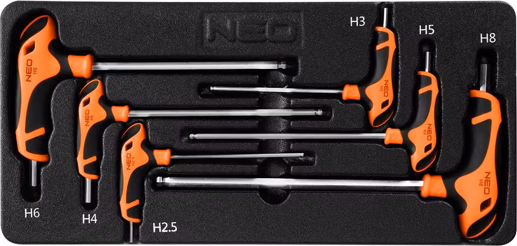 Set di chiavi esagonali NEO TOOLS, 6 pezzi con pratico supporto - H2, H2.5, H3, H4, H5, H6, H8, H10, Perfetto per lavori di avvitamento precisi