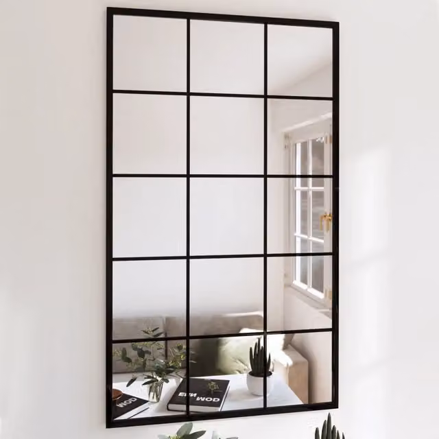 Set di 2 specchi da parete vidaXL in metallo e vetro neri, L 100 cm x H 60 cm