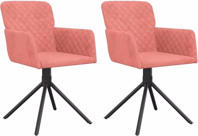 Set di 2 sedie da pranzo girevoli a 360 gradi in velluto rosa con braccioli e design moderno – 1