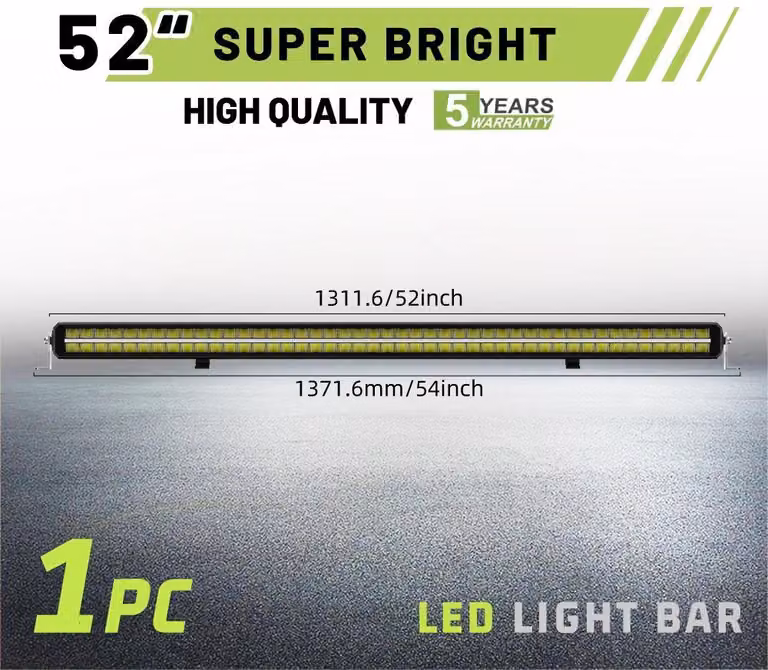 Barra luminosa a LED, doppia fila, fascio combinato, 52 pollici con cablaggio