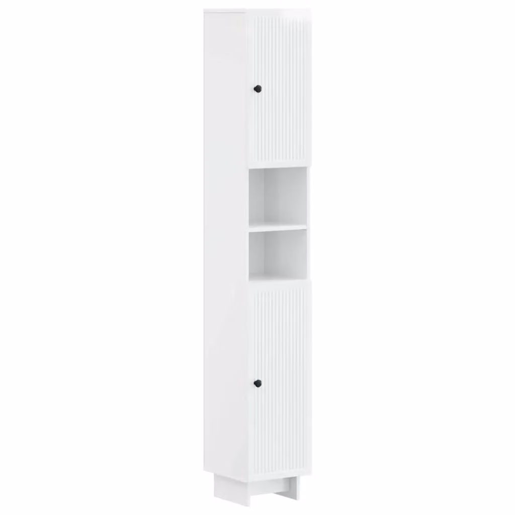 Armadio da bagno moderno vidaXL bianco lucido con ripiani interni e scaffale aperto – 2