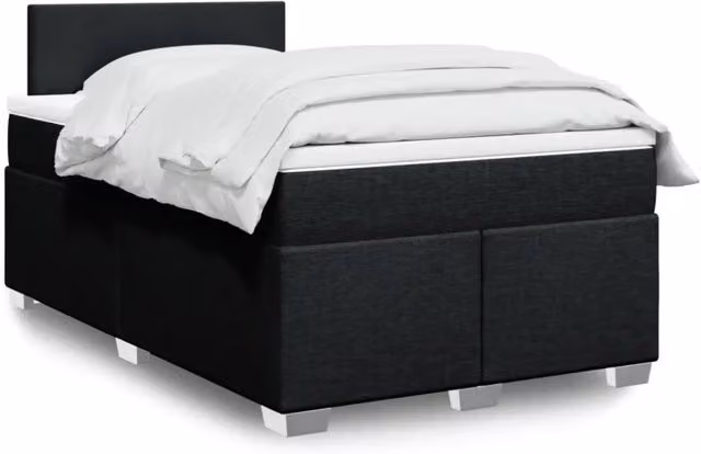 Letto Ibrido vidaXL con Giroletto a Molle e Materasso in Tessuto Nero L/P/H: 120 x 190 x 100,5 cm