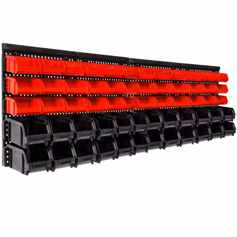 Set di 2 Scaffali da parete tectake con 30 cassettini impilabili in plastica multicolore