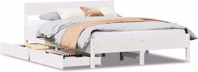 Letto matrimoniale | Letto per adulti | Letto senza Materasso Bianco 140x190 cm Legno Massello di Pino