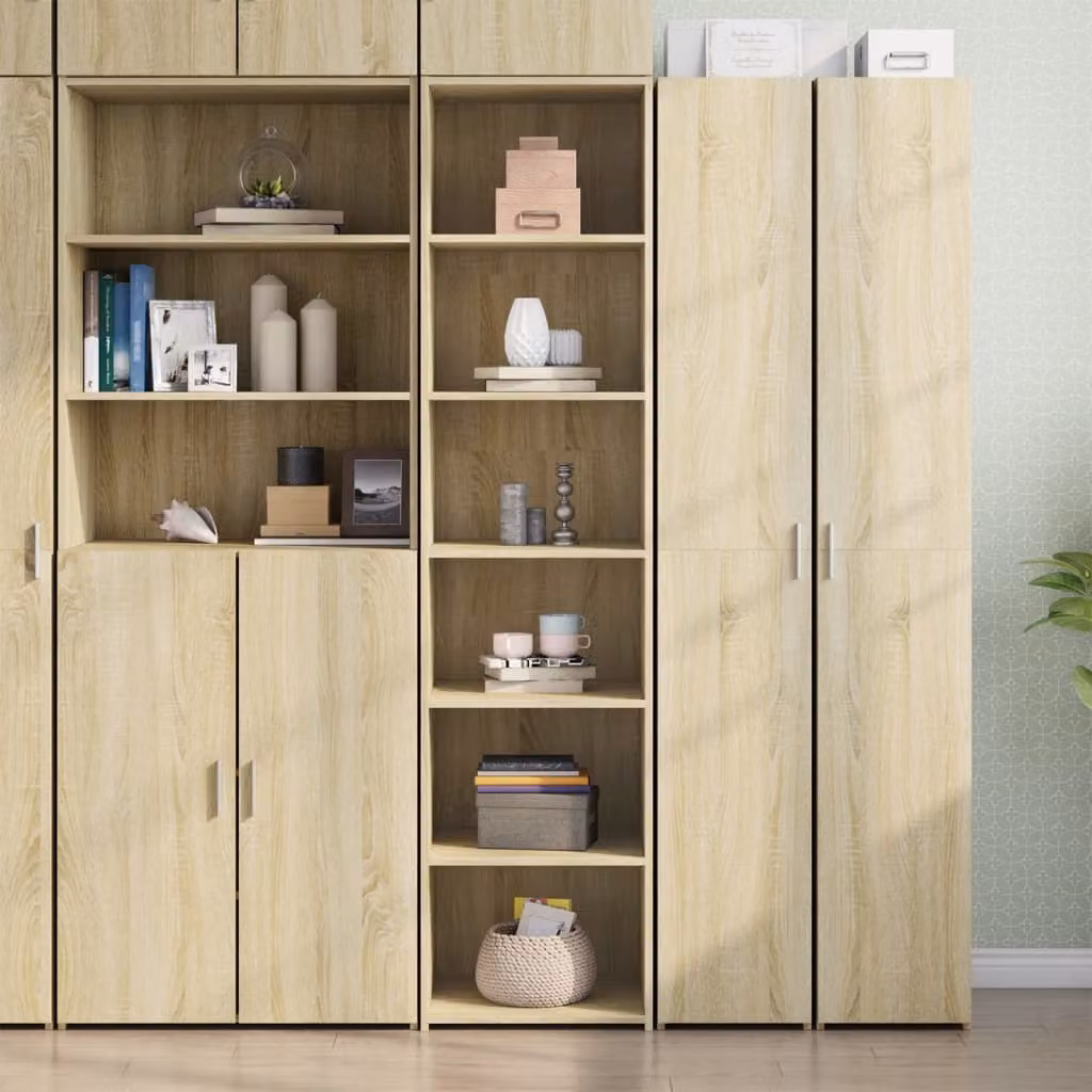 Credenza moderna vidaXL in legno MDF color rovere, sospesa, L: 45 cm, P: 41 cm, H: 185 cm