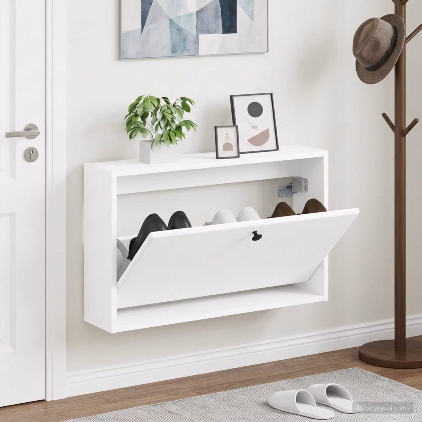 vidaXL Mobiletto per scarpe da muro BREDA moderno Bianco L: 71 cm, P: 17 cm, H: 43 cm