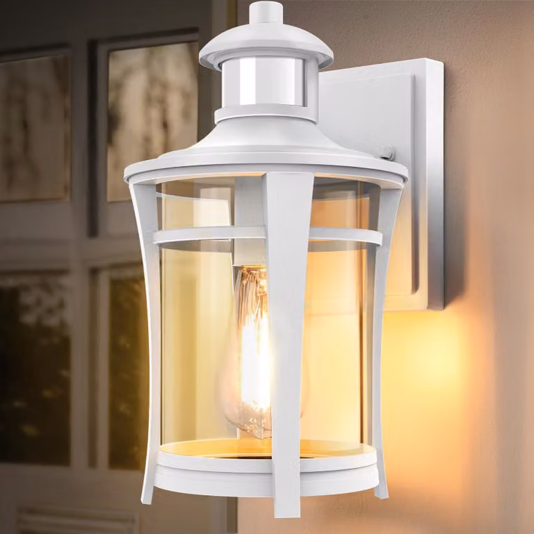 Lampada da esterno a LED con sensore di movimento, 3 modalità, 600 lumen, alluminio, colore bianco
