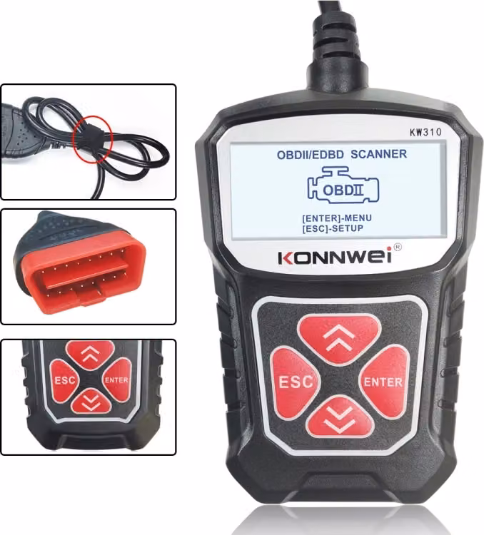 KW310 OBD codice lettore auto rivelatore ELM327 OBD2 strumento diagnostico Scanner (nero)