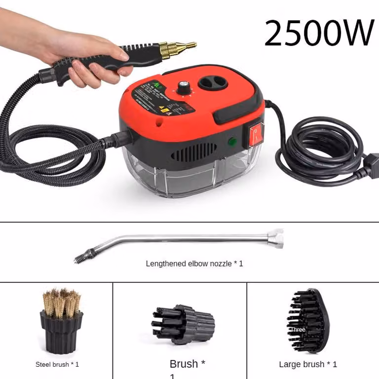 Pulitore a vapore portatile - 1600W - Temperatura elevata ≥105 °C - Ideale per condizionatori, cucina, auto, uso domestico - 220V EU - Rosso