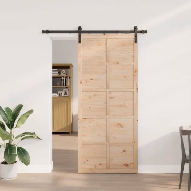 Porta scorrevole moderna vidaXL in legno e acciaio, colore marrone e beige, L: 152,5 cm, H: 208 cm