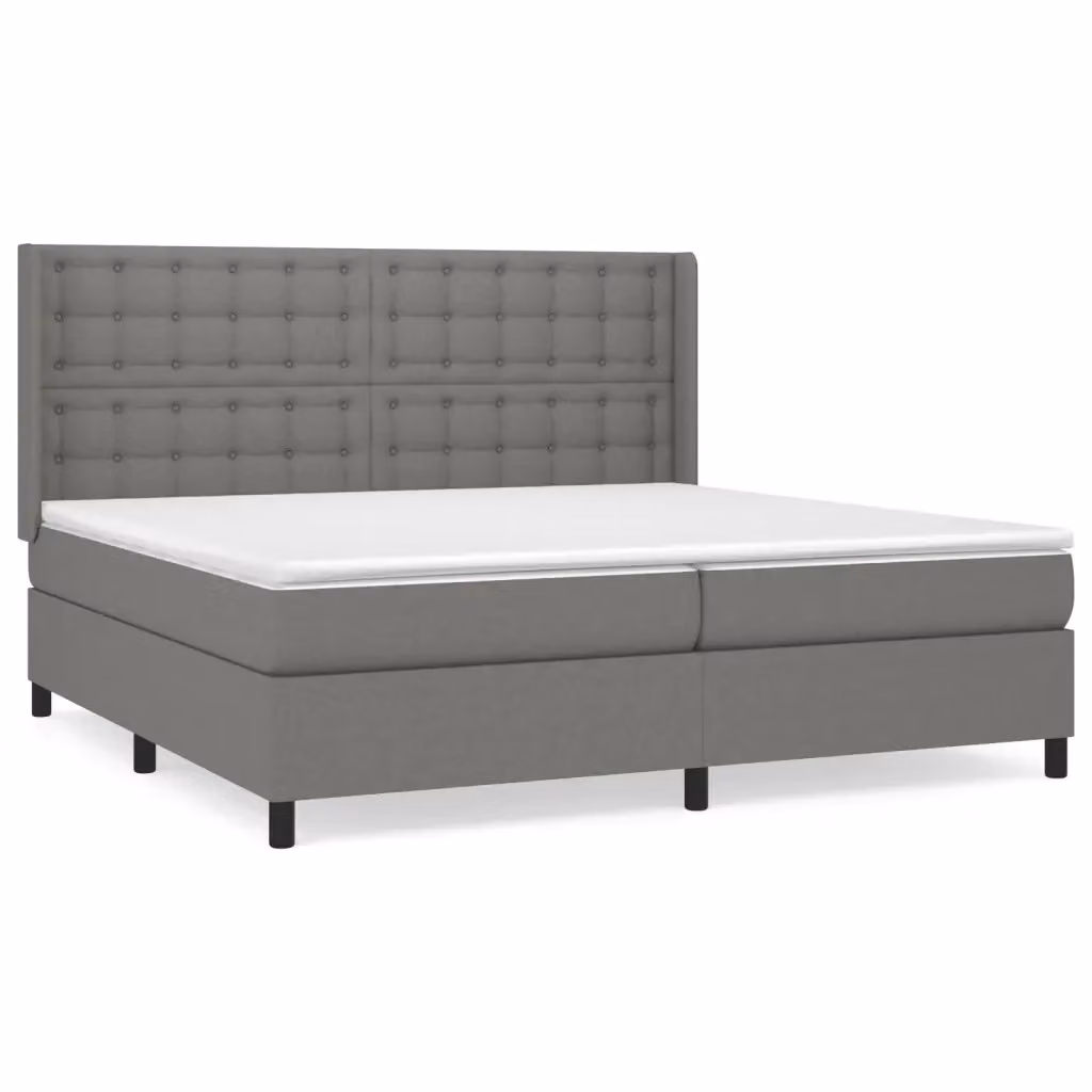 Letto Ibrido vidaXL con Materasso a Molle Grigio e Bianco L/P/H: 200 x 200 x 25 cm – 2