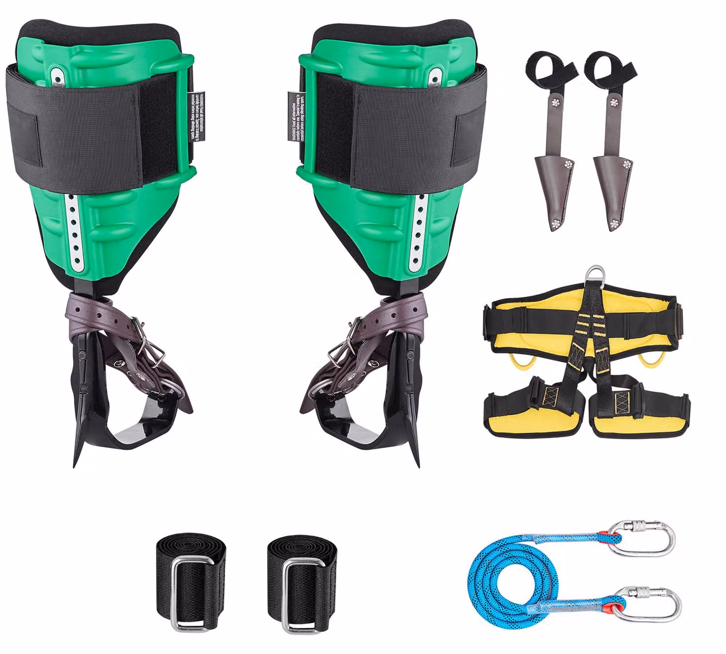 Set di imbracature SucceBuy, attrezzatura per arrampicata sugli alberi con cinghie regolabili e ramponi, portata massima 159 kg, altezza regolabile da 39,1 a 47 cm, ramponi in acciaio per la cura degli alberi, la raccolta della frutta e la caccia