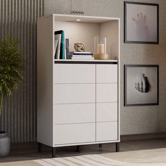 Madia Cosoleto, Credenza 2 Ripiani, 74x40x135h cm Bianco Crema