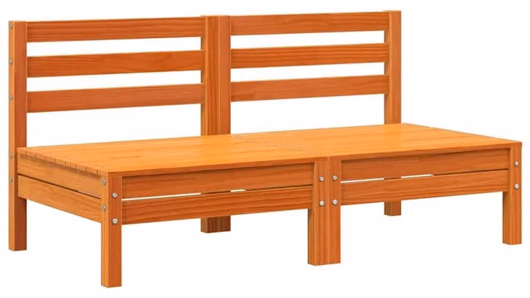 Set da giardino composto da due panche, senza braccioli, realizzate in legno massello di pino