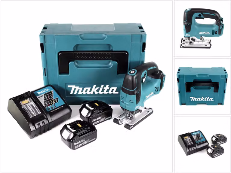 Makita DJV 182 RGJ Seghetto alternativo a batteria 18V / brushless in valigetta Makpac + 2x Batterie 6,0 Ah + Caricabatterie