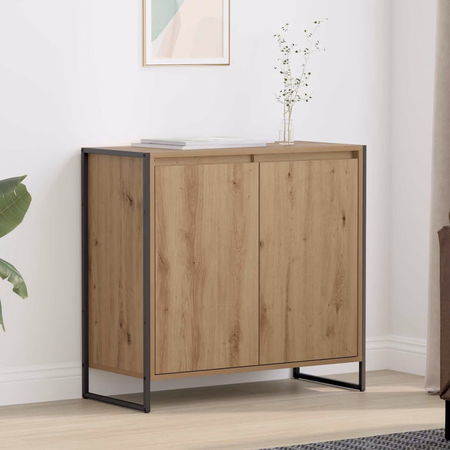 Mobile laterale vidaXL in stile industriale, Rovere Artigianale, Marrone, L 79 x P 36 x H 75 cm