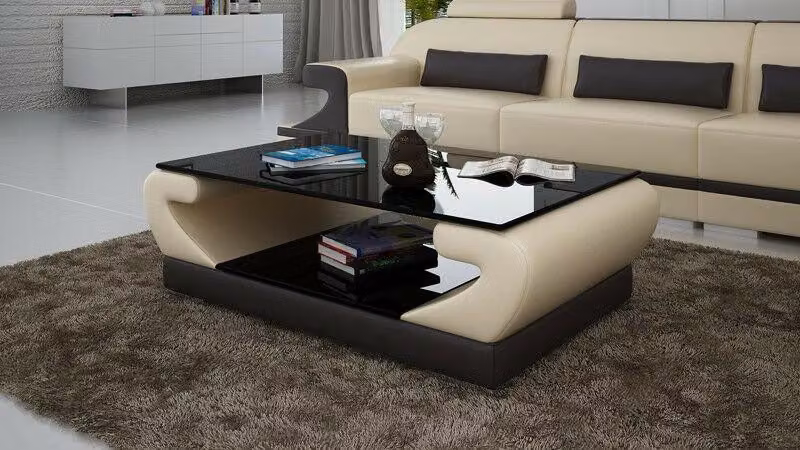 Tische Couchtisch Leder Glastisch Design Tisch Sofa Beistell Couch Farbe wählbar
