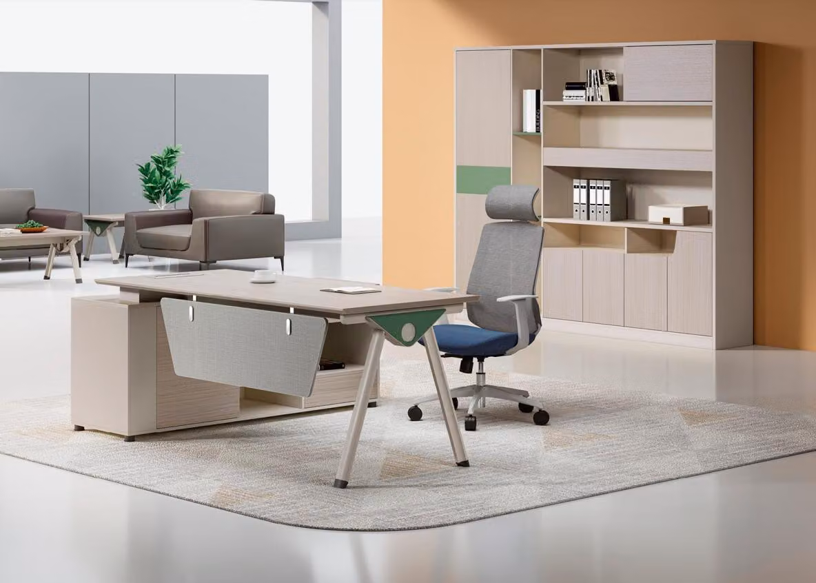 Beiger Arbeitstisch Designer Büro Schreibtisch Luxuriöse Holz Möbel