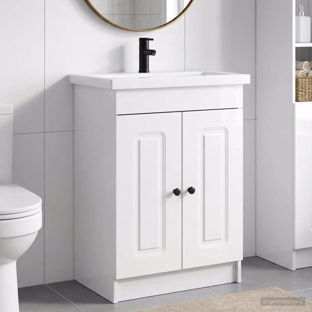 Set di mobili per il bagno vidaXL moderno in bianco lucido L: 78,5 cm, P: 37,5 cm, H: 81 cm