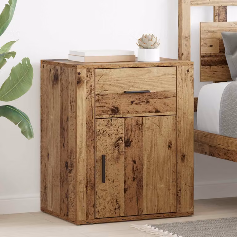Armadio da notte vidaXL in legno effetto rustico marrone L 50 cm x P 35 cm x H 60 cm