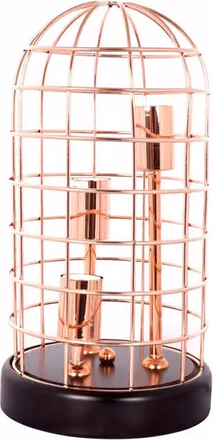 Lampada da tavolo Kepler in rame con design a gabbia