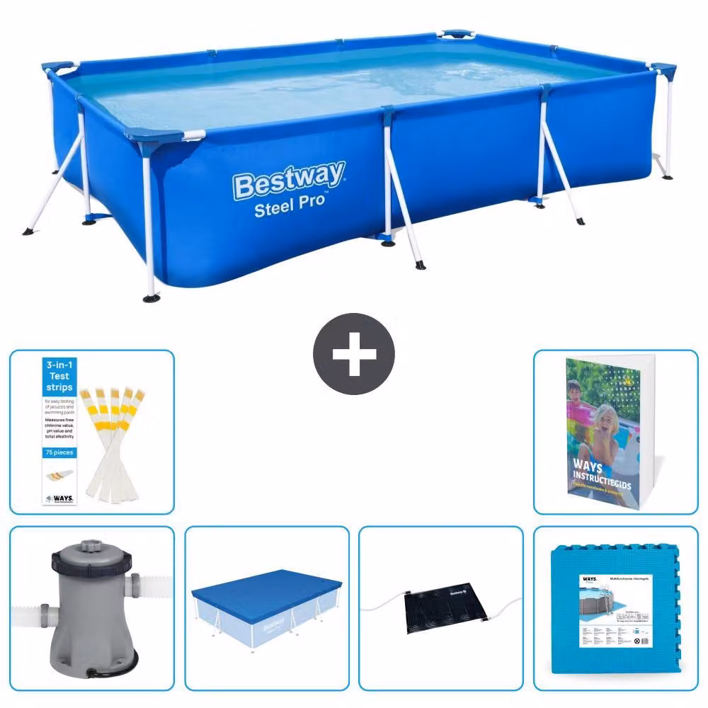 Bestway Steel Pro, piscina rettangolare - 300x201x66 cm - composta da 5 parti, modello S273